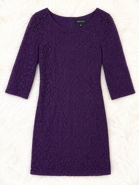 Babaton Rafael Lace Sheath Dress Purple 3/4 Sleeve Mini Dress Size 8